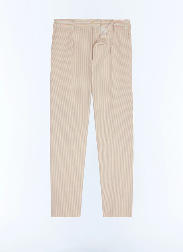 Pantalon beige homme seersucker de coton biologique Fursac - P3CVOK-LX15-A008