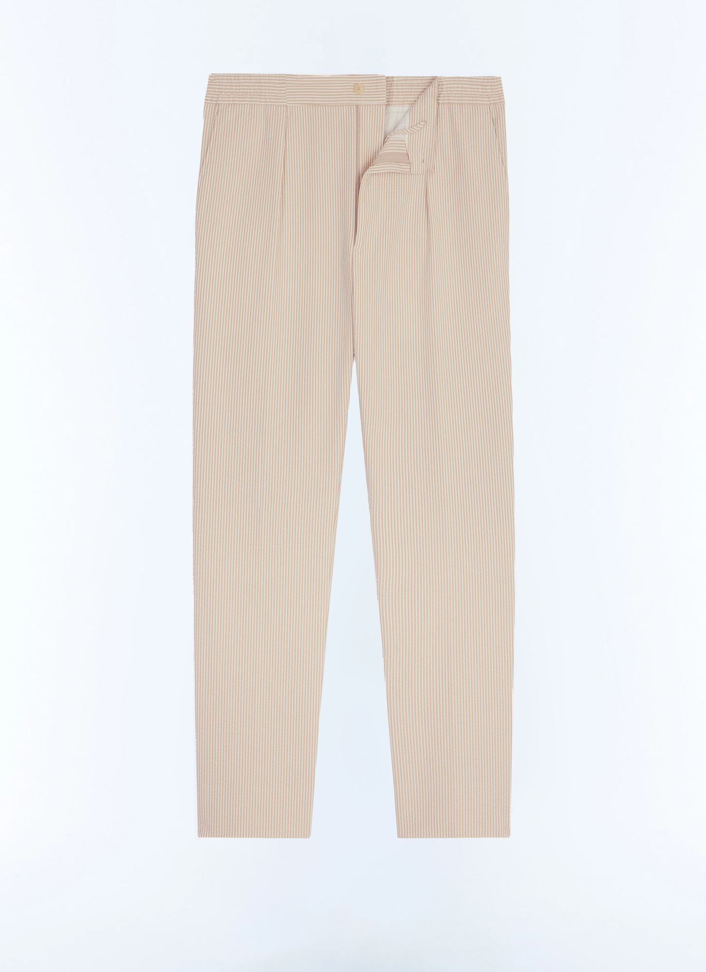 Pantalon beige homme seersucker de coton biologique Fursac - P3CVOK-LX15-A008