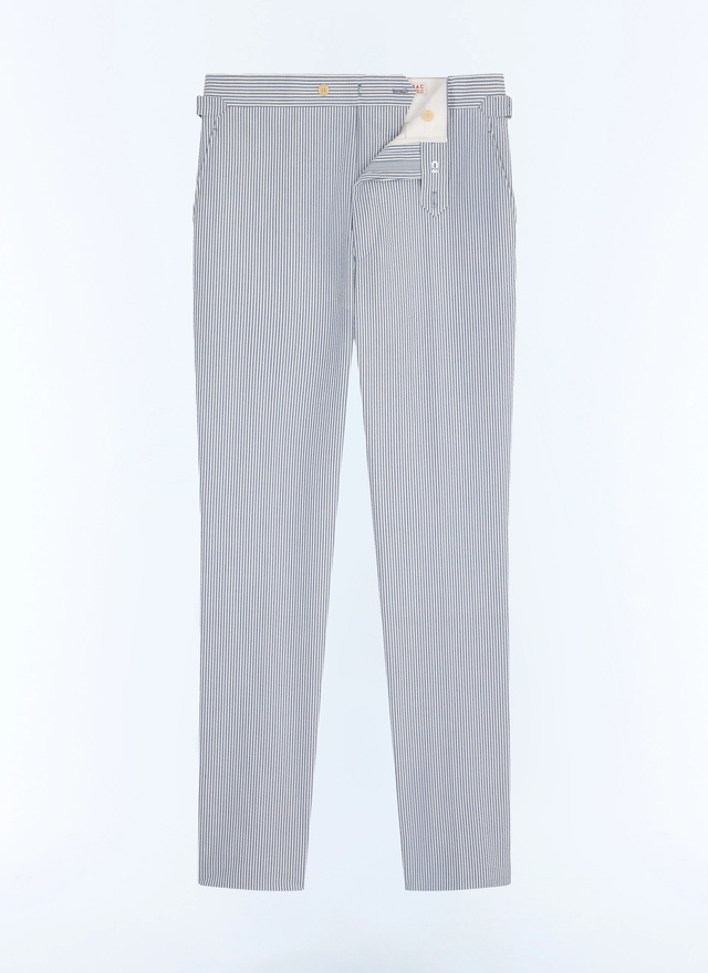 Pantalon bleu homme seersucker de coton biologique Fursac - P3EXIN-LX15-D039