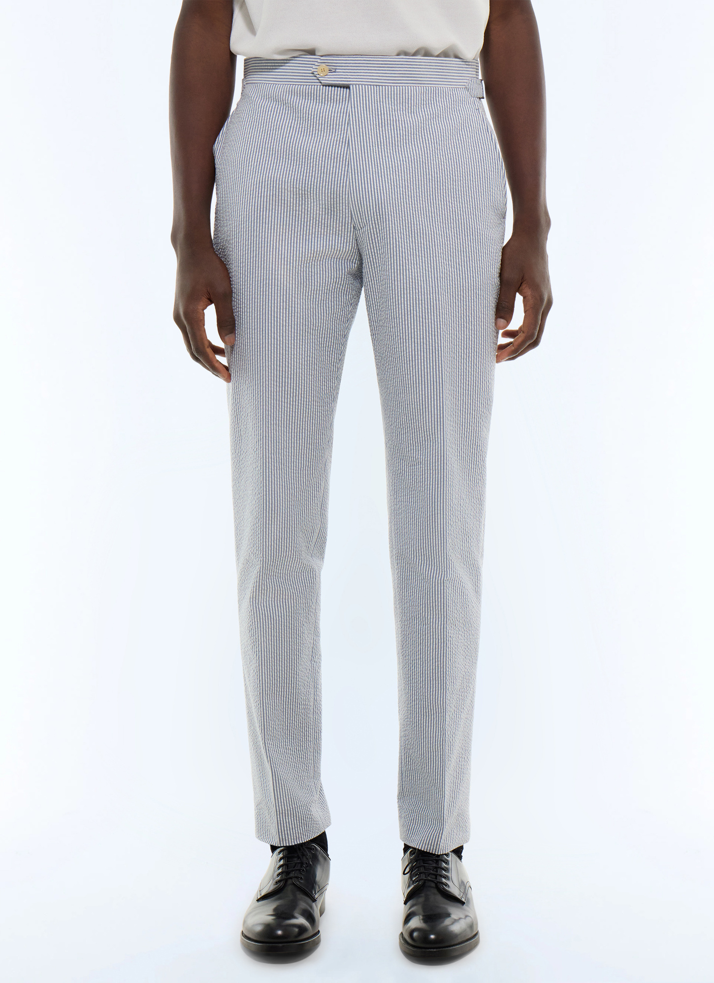Pantalon homme blanc seersucker de coton biologique Fursac - P3EXIN-LX15-D039