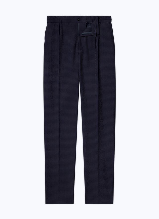 Pantalon bleu homme seersucker de laine et coton Fursac - P3CVOK-DX04-D030