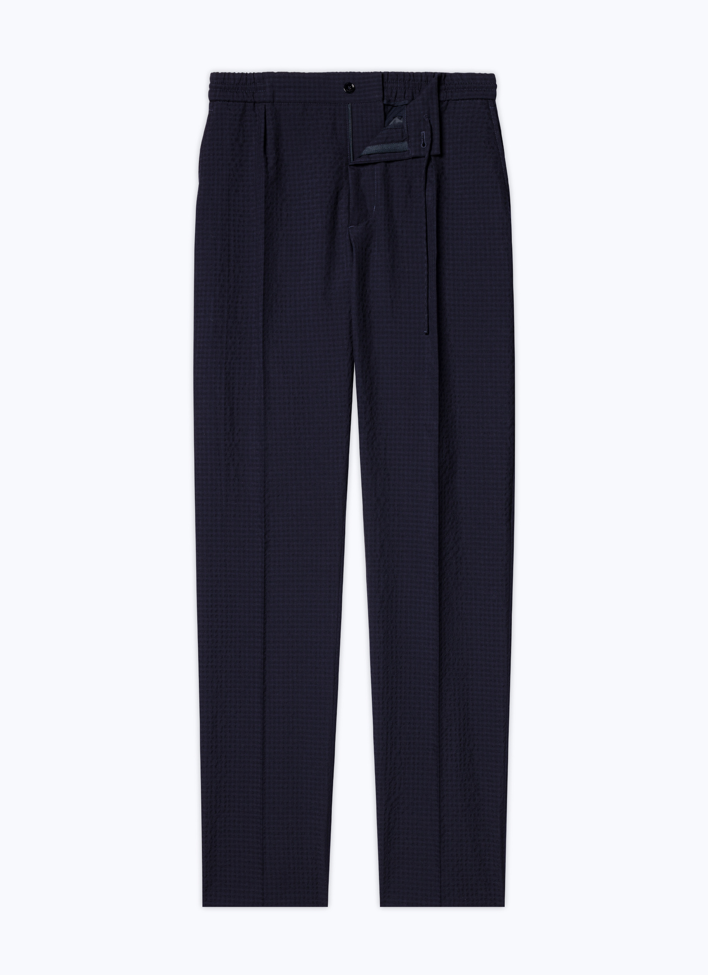 Pantalon bleu homme seersucker de laine et coton Fursac - P3CVOK-DX04-D030