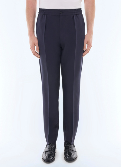 Pantalon homme bleu marine flanelle de laine certifiée Fursac - P3CVOK-EC29-D030