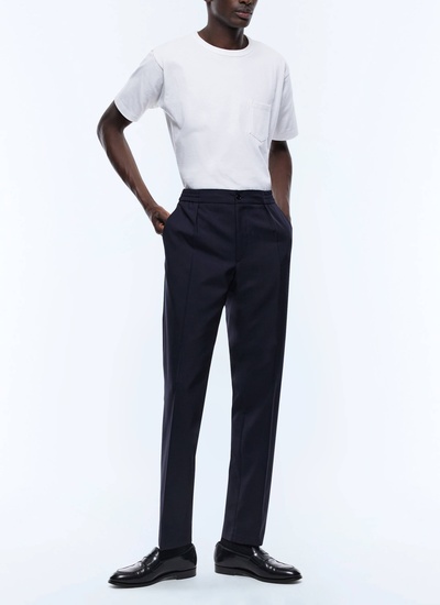 Pantalon homme bleu marine crêpe de laine vierge et élasthanne Fursac - P3CVOK-VC07-30