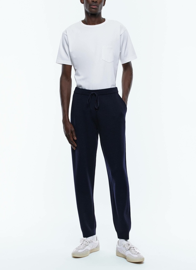 Pantalon homme bleu marine laine certifiée et coton Fursac - P3EJOG-EA12-D030