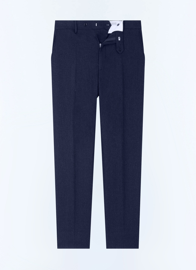 Pantalon bleu homme laine vierge, coton et lin Fursac - P3ETAN-CX40-D030