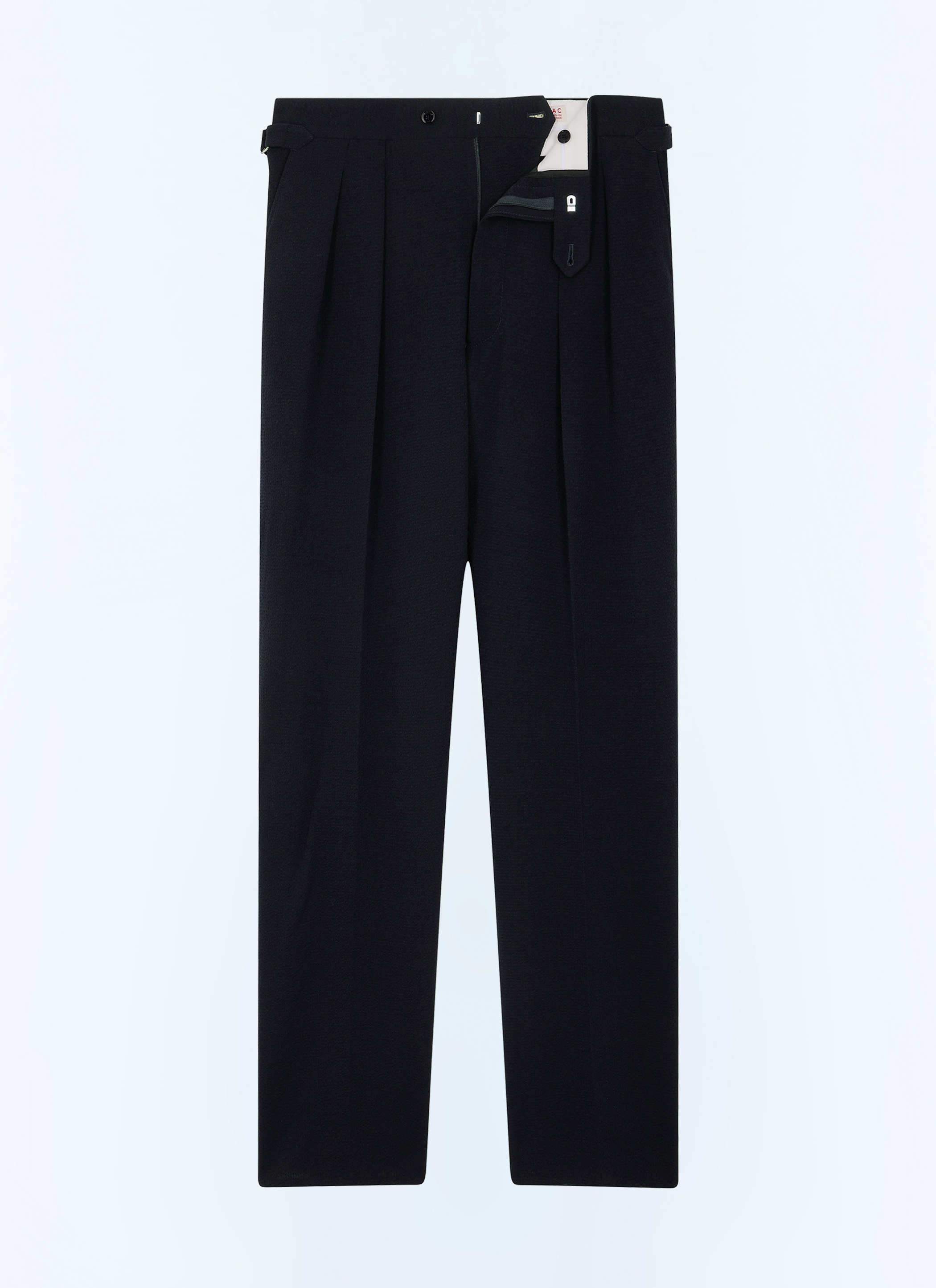 FURSAC - Pantalon ajusté en seersucker de laine - Homme - Taille 44 - Bleu - Coupe Ajustée