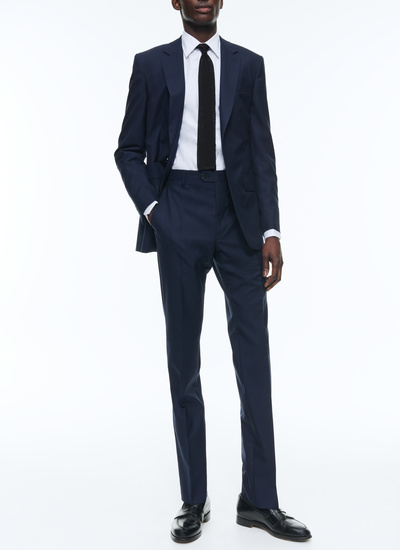 Pantalon homme bleu marine toile de laine vierge fresco Fursac - P3VOXA-DC51-D031