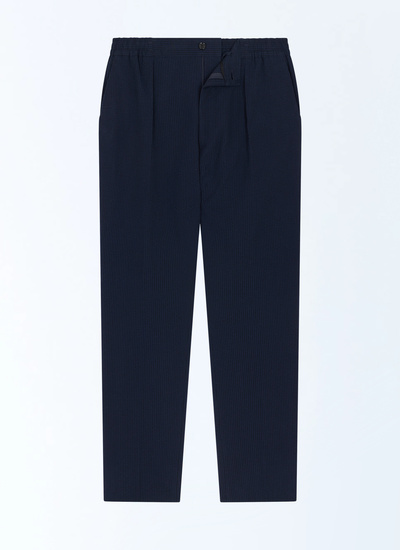 Pantalon bleu homme seersucker de coton biologique Fursac - P3CVOK-LX15-D030