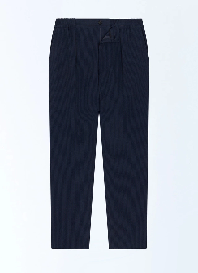 Pantalon bleu homme seersucker de coton biologique Fursac - P3CVOK-LX15-D030