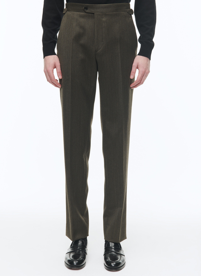 Pantalon homme bronze covert de laine vierge chinée Fursac - P3AXIN-CX28-H016