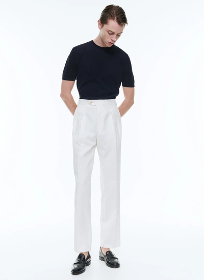 Pantalon homme ecru twill de laine vierge et coton Fursac - P3DOHA-DP01-A002