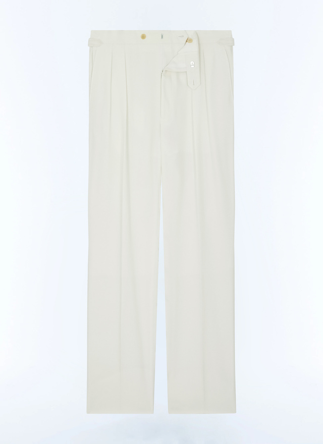 Pantalon blanc homme twill de laine vierge et coton Fursac - P3FEMO-DP01-A002