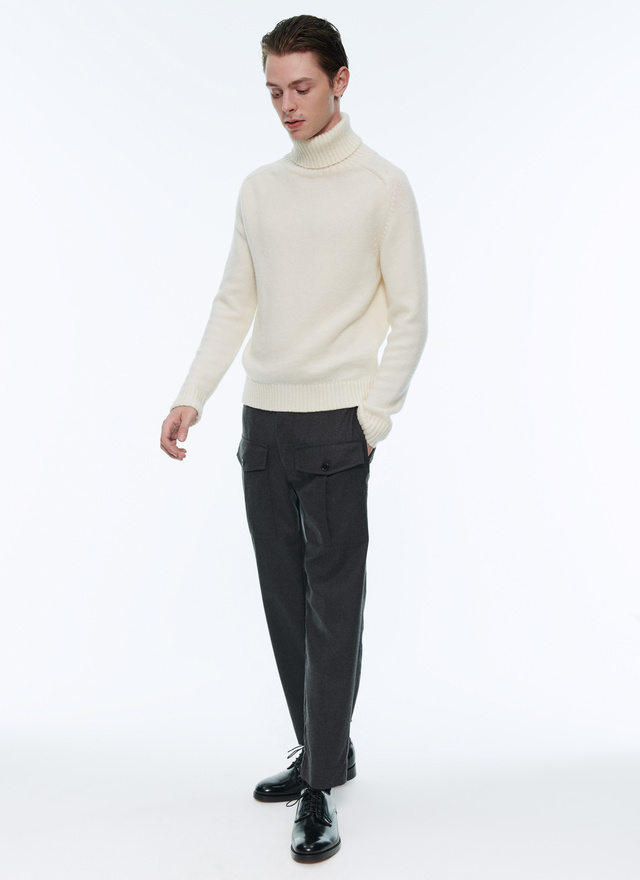 Pantalon homme gris anthracite flanelle de laine mélangée Fursac - 22HP3ARGO-OC55/22