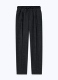 Pantalon élastiqué en natté de laine gris - 22HP3VOKY-AX03/21