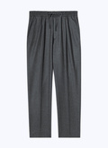 Pantalon élastiqué en flanelle de laine grise - 22HP3VOKY-OC55/22