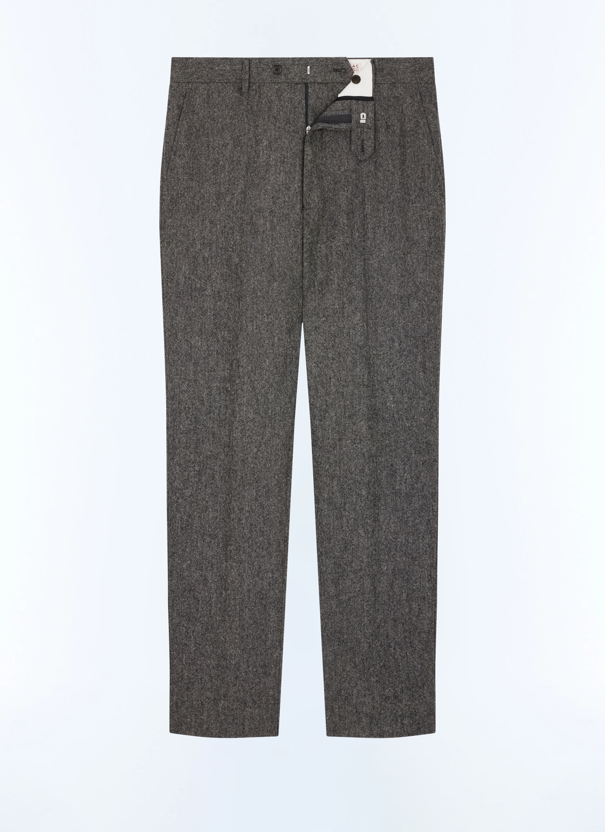 FURSAC - Pantalon ajusté en tweed de laine - Homme - Taille 44 - Gris - Coupe Droite