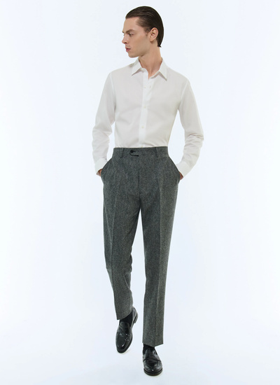 Pantalon homme gris anthracite tweed de laine vierge Fursac - P3BATE-KP10-24