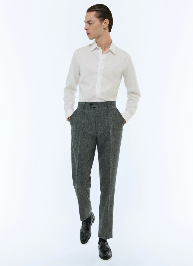 Pantalon homme gris anthracite tweed de laine vierge Fursac - P3BATE-KP10-24