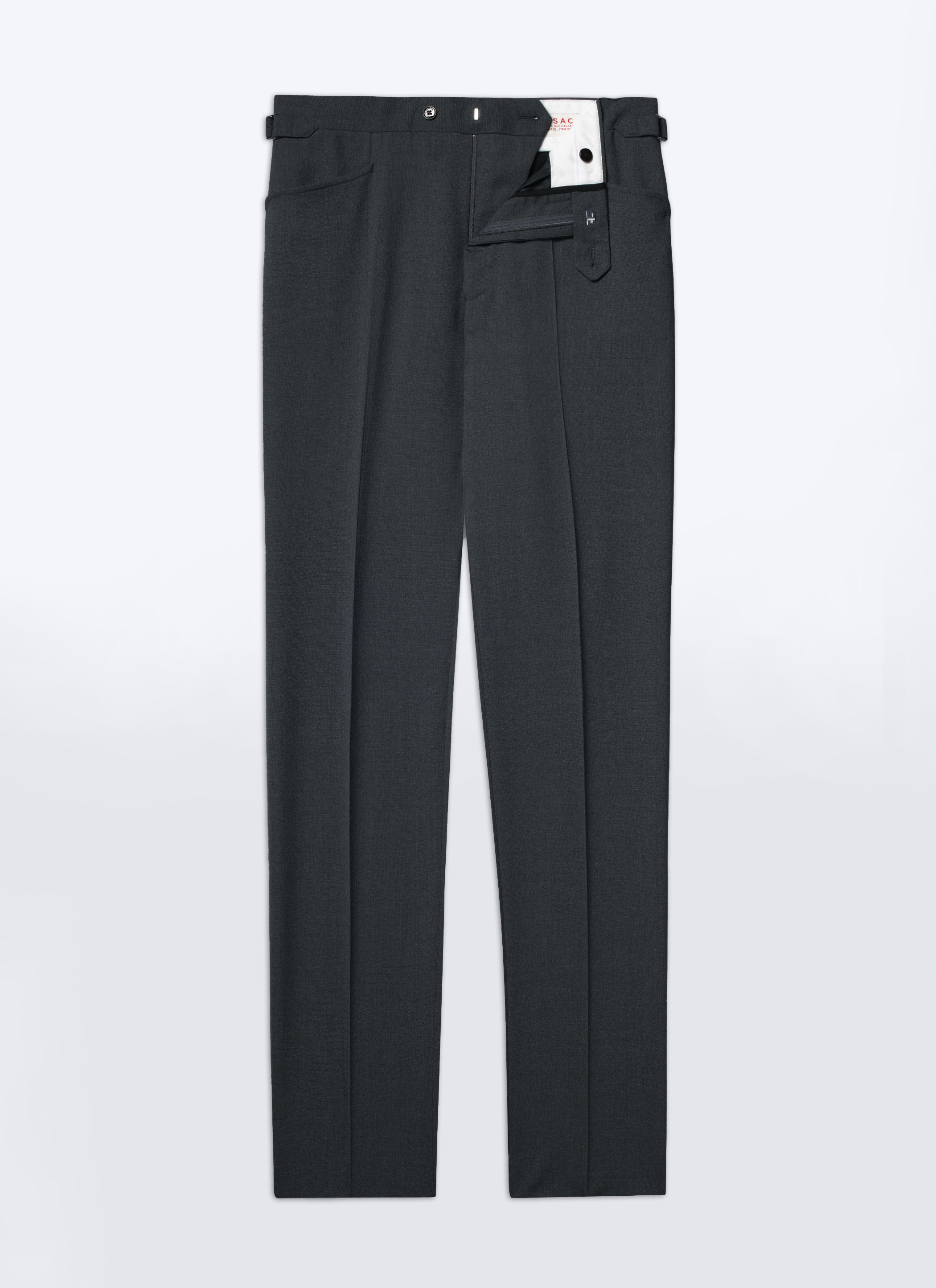FURSAC - Pantalon gris en toile de laine fresco - Homme - Taille 48 - Gris - Coupe Ajustée