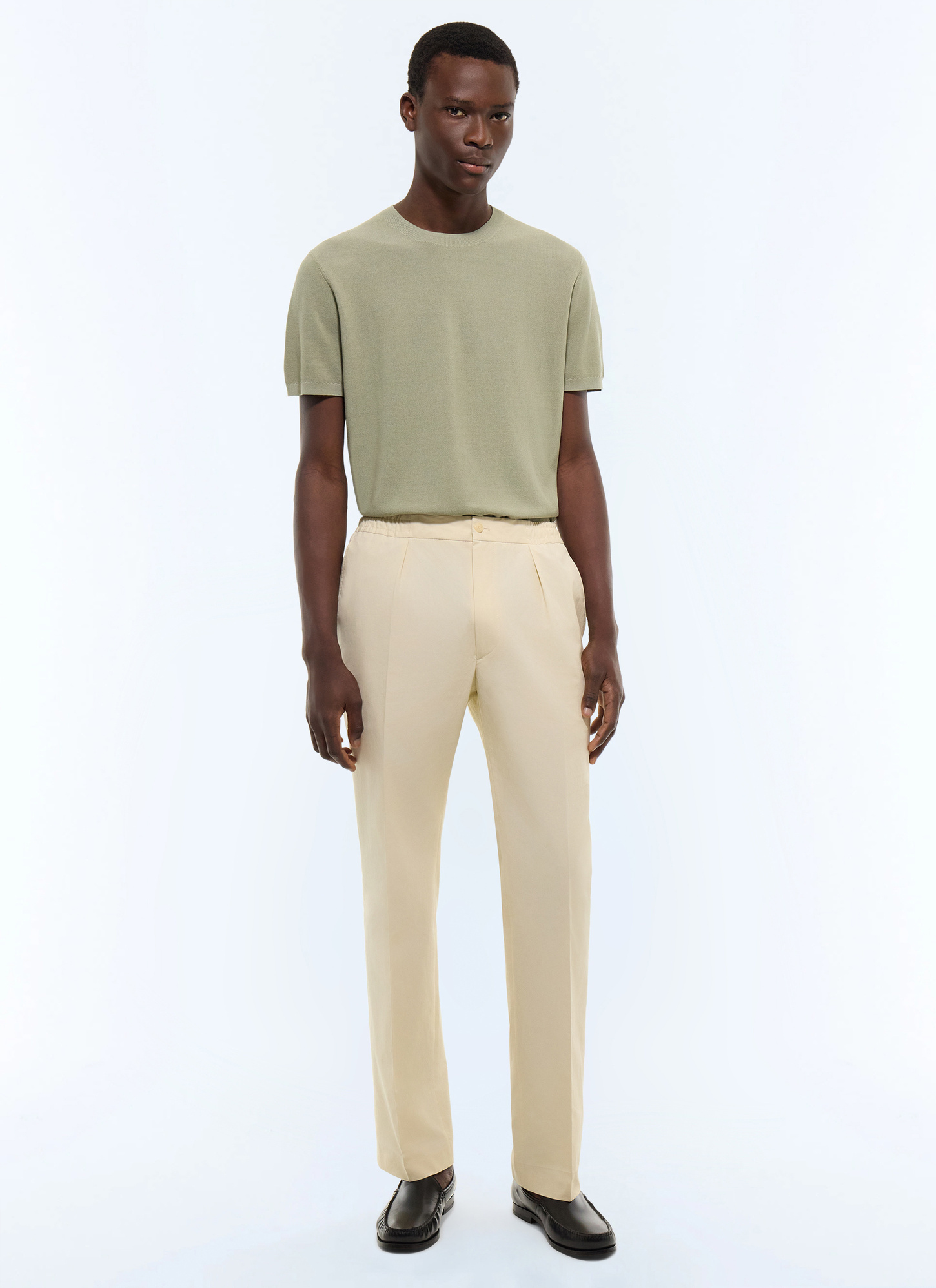 Pantalon homme ivoire gabardine de coton biologique Fursac - P3CVOK-JP02-A004