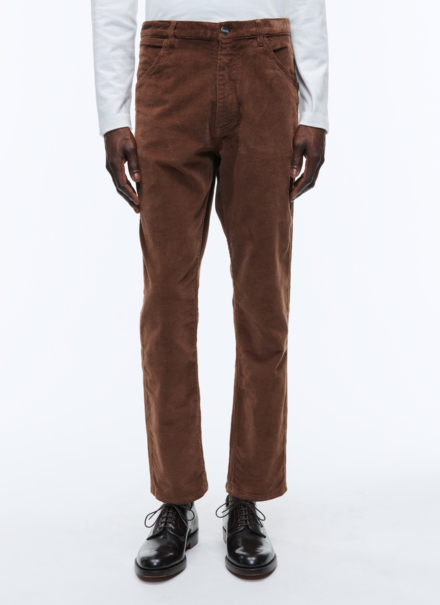 Pantalon homme marron velours côtelé Fursac - 22HP3VLAP-TP22/18