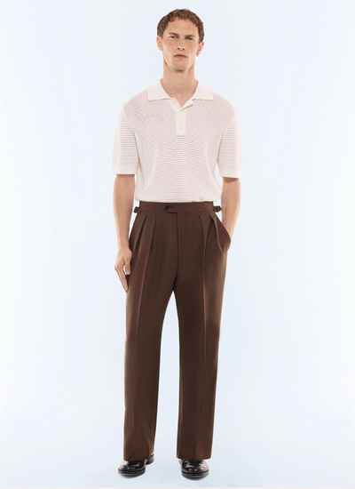 Pantalon homme marron tissu principal: 100% laine viergedoublure ceinture: 58% coton, 42% polyesterdoublure jambes: 100% polyesterdoublure poches: 58% coton, 42% polyester Fursac - P3GARG-LC17-G018