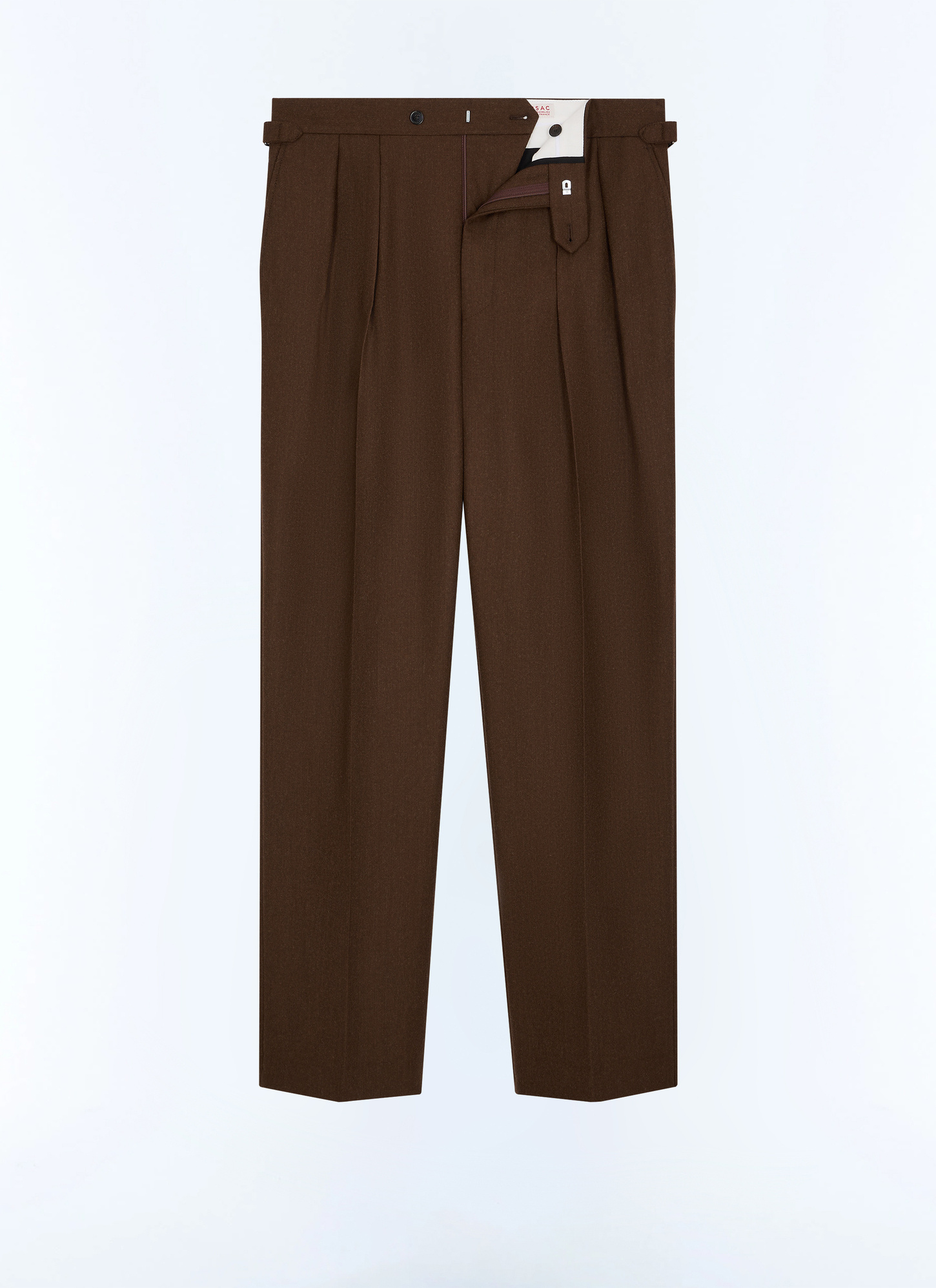 Pantalon brun homme tissu principal: 100% laine viergedoublure ceinture: 58% coton, 42% polyesterdoublure jambes: 100% polyesterdoublure poches: 58% coton, 42% polyester Fursac - P3GARG-LC17-G018