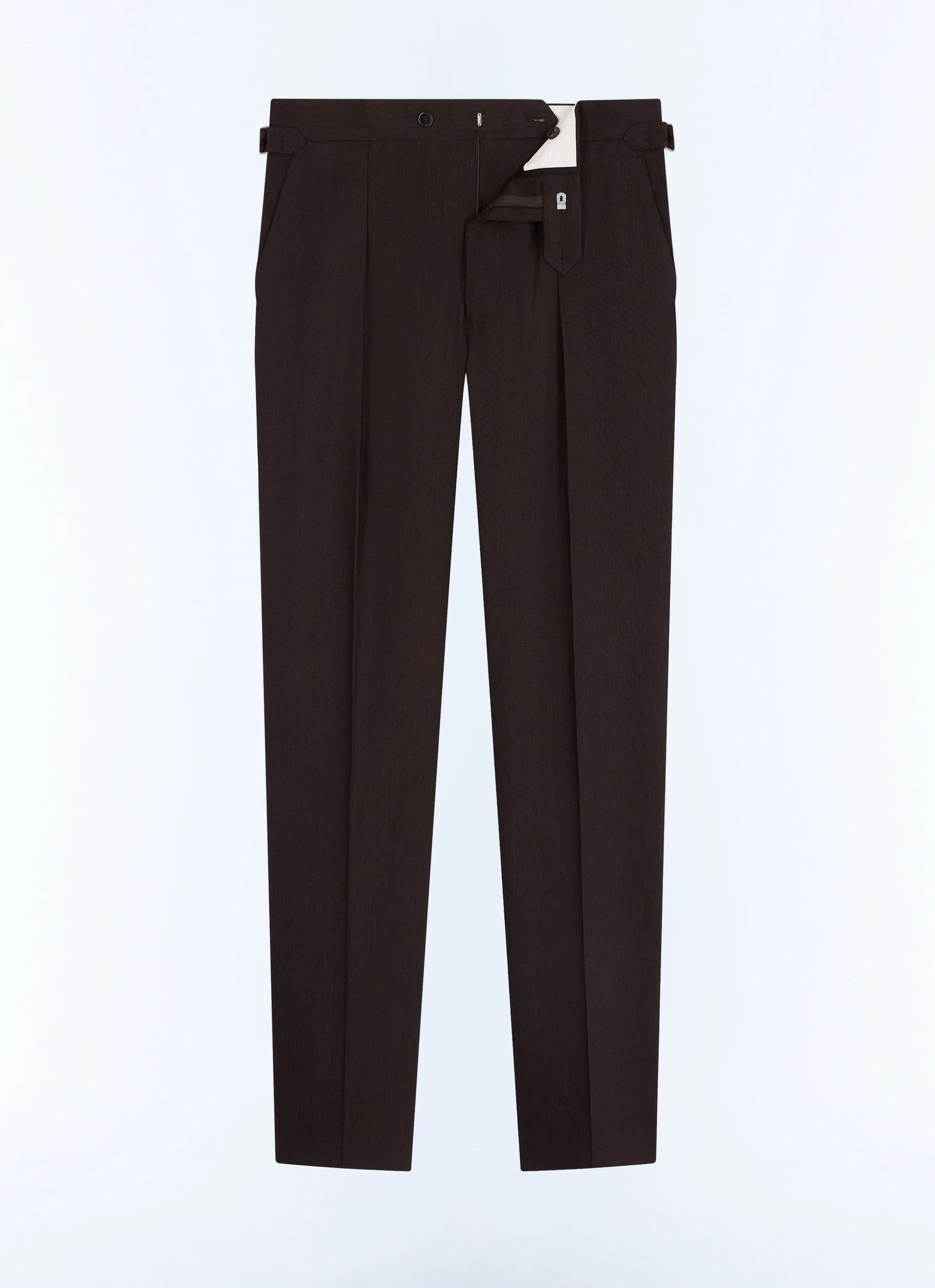 FURSAC - Pantalon large à pli en lin et laine - Homme - Taille 44 - Brun