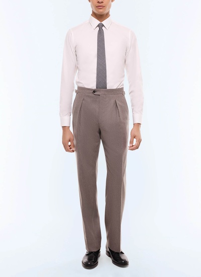 Pantalon homme marron taupe flanelle de laine certifiée Fursac - P3GOHA-EC29-G015