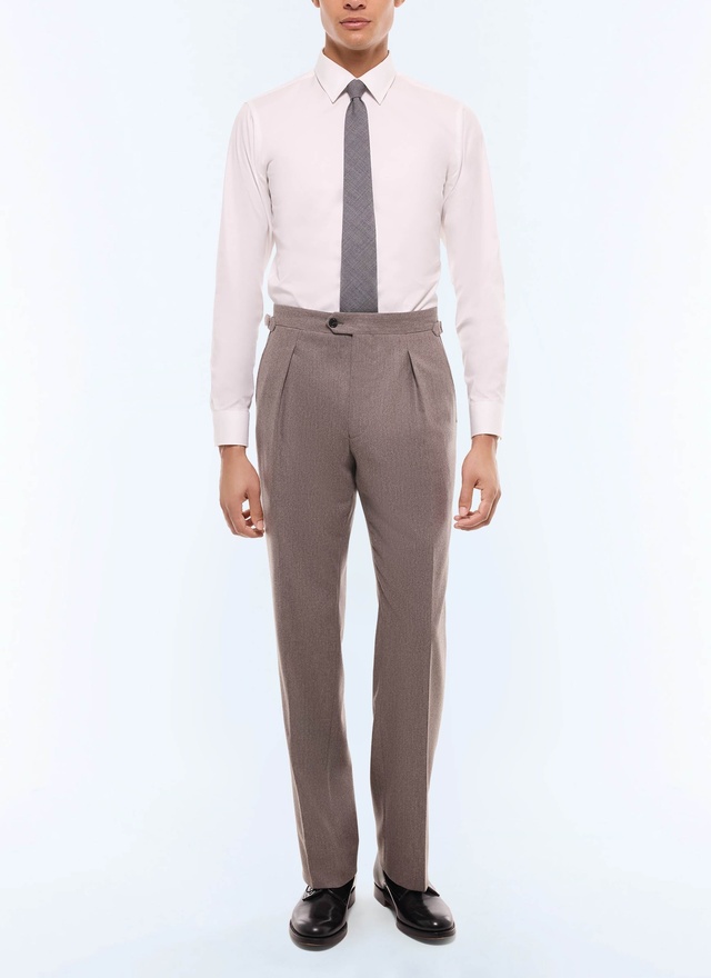 Pantalon homme marron taupe flanelle de laine certifiée Fursac - P3GOHA-EC29-G015
