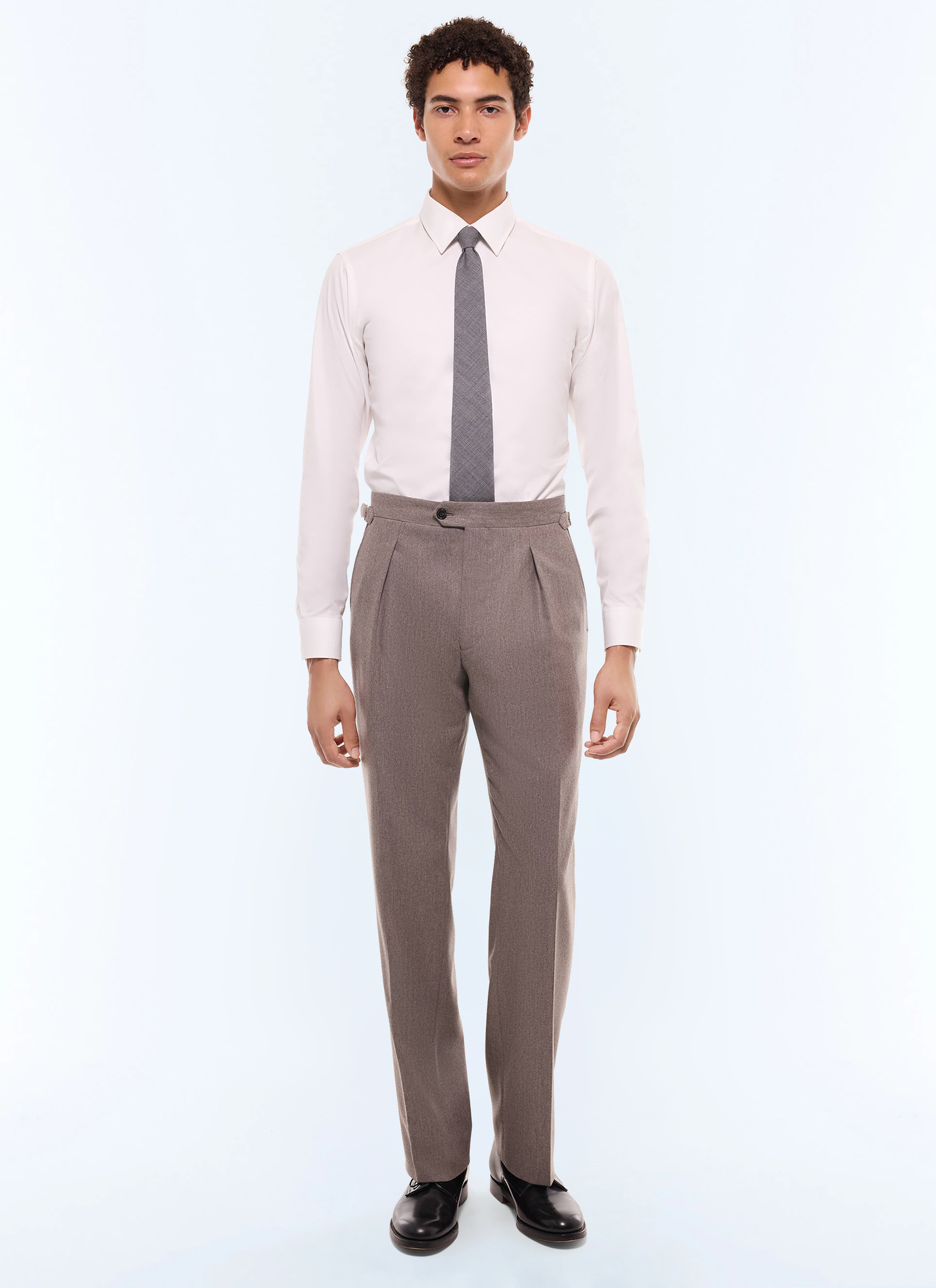 Pantalon homme marron taupe flanelle de laine certifiée Fursac - P3GOHA-EC29-G015