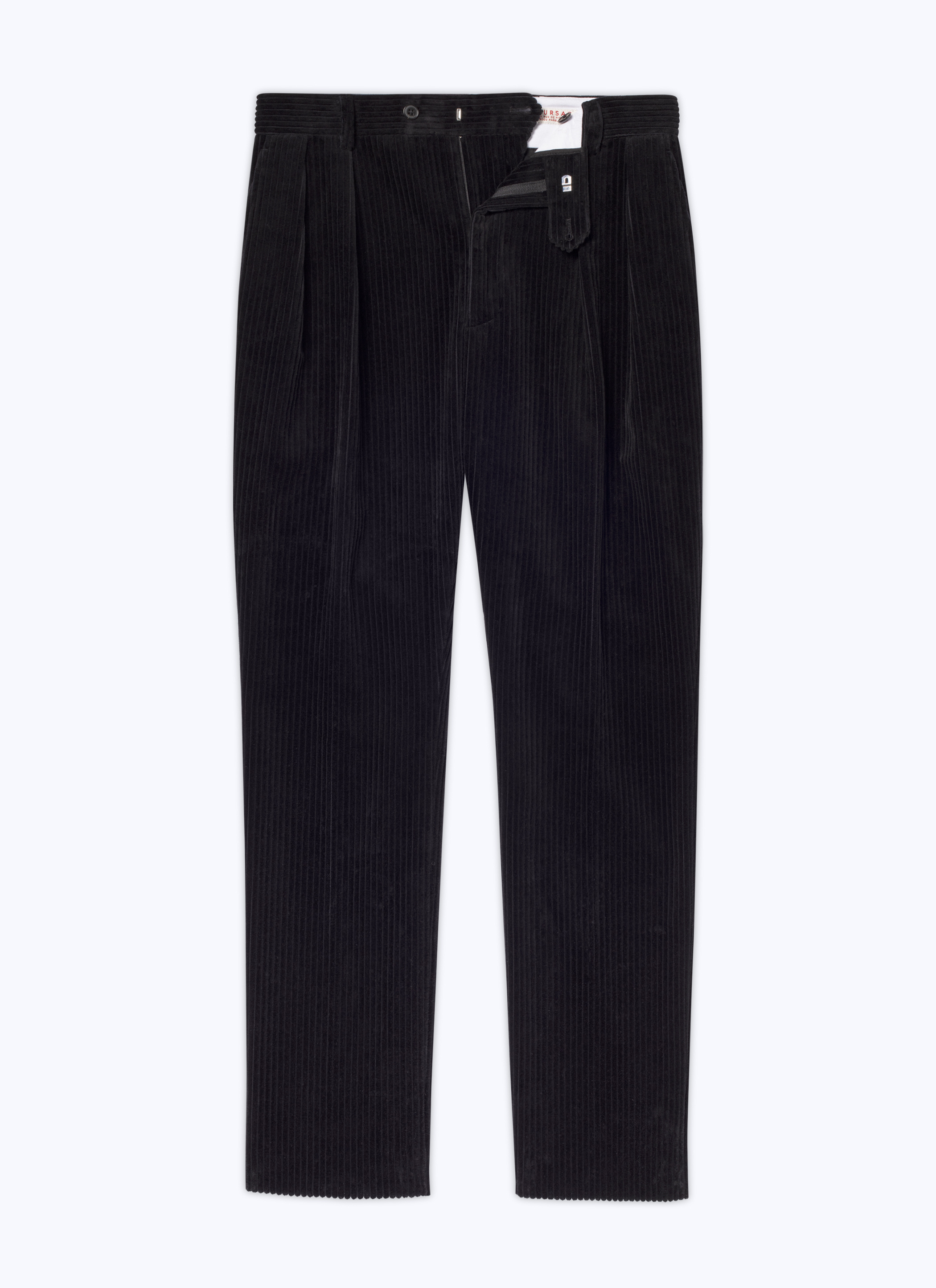 FURSAC - Pantalon droit en velours côtelé - Homme - Taille 38 - Noir - Coupe Droite