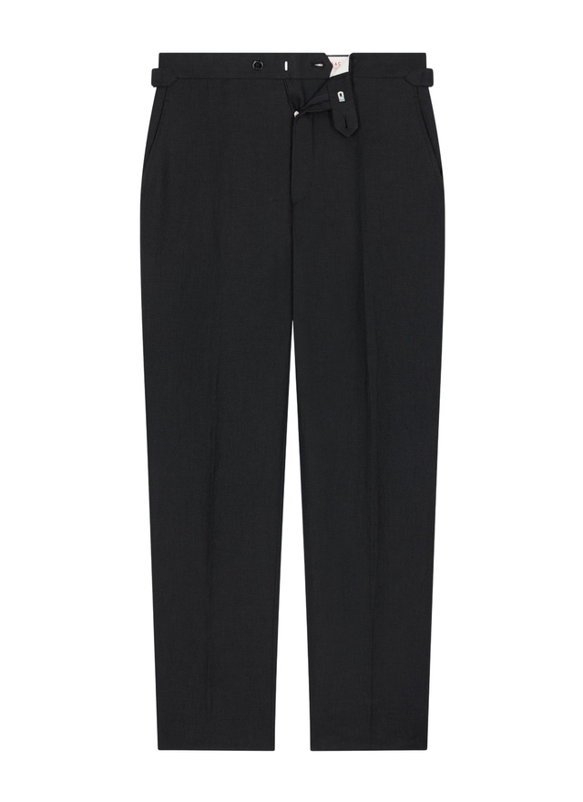 Pantalon homme Fursac - Pantalon ajusté en toile de lin noir P3EXIN-FX13-B020