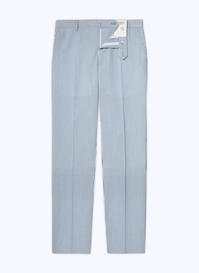 Pantalon bleu homme seersucker de laine vierge Fursac - 23EP3BATE-BX05/34