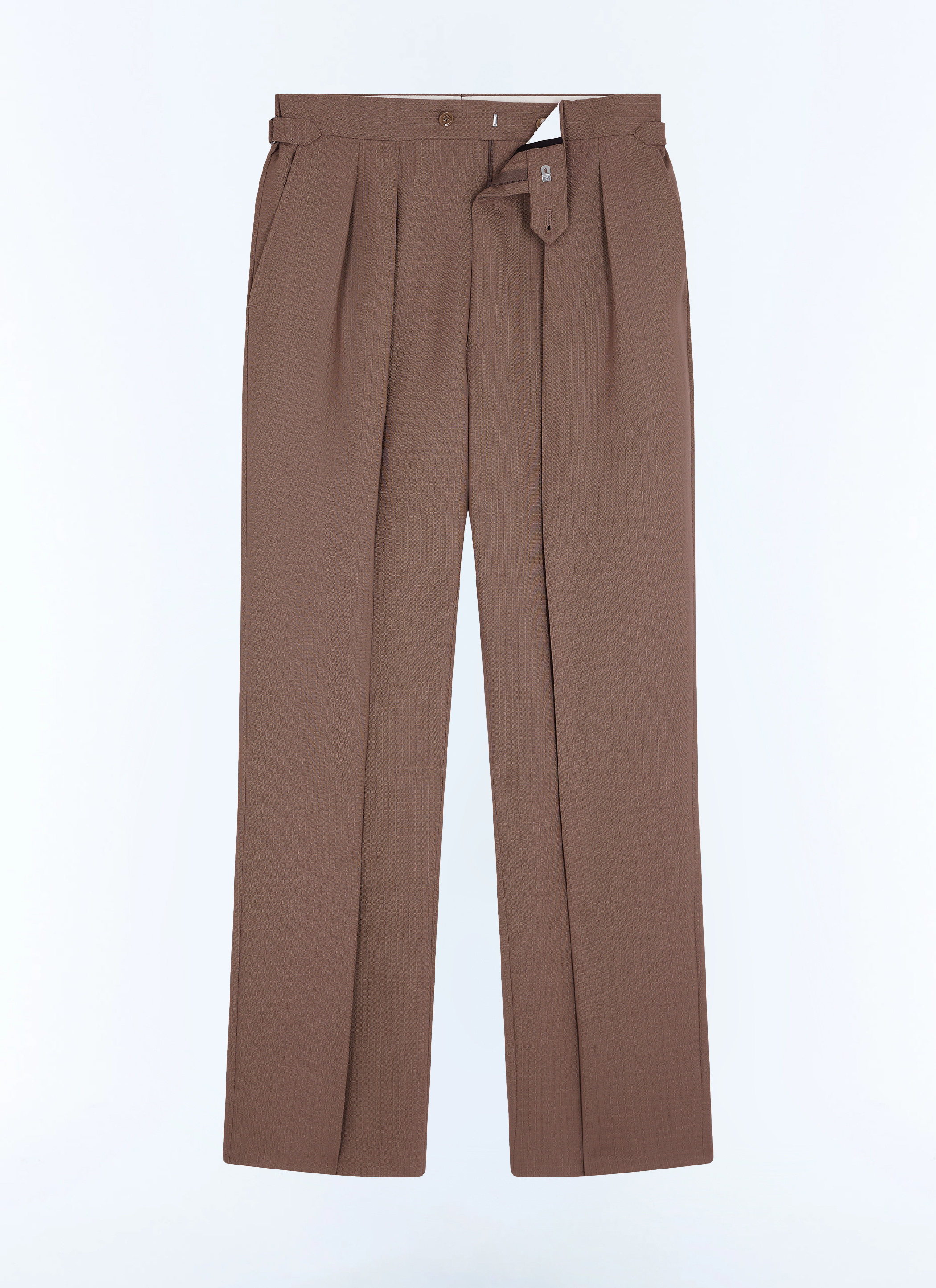 FURSAC - Pantalon large à pli en laine et mohair - Homme - Taille 48 - Brun - Collection Cérémonie - Mariage