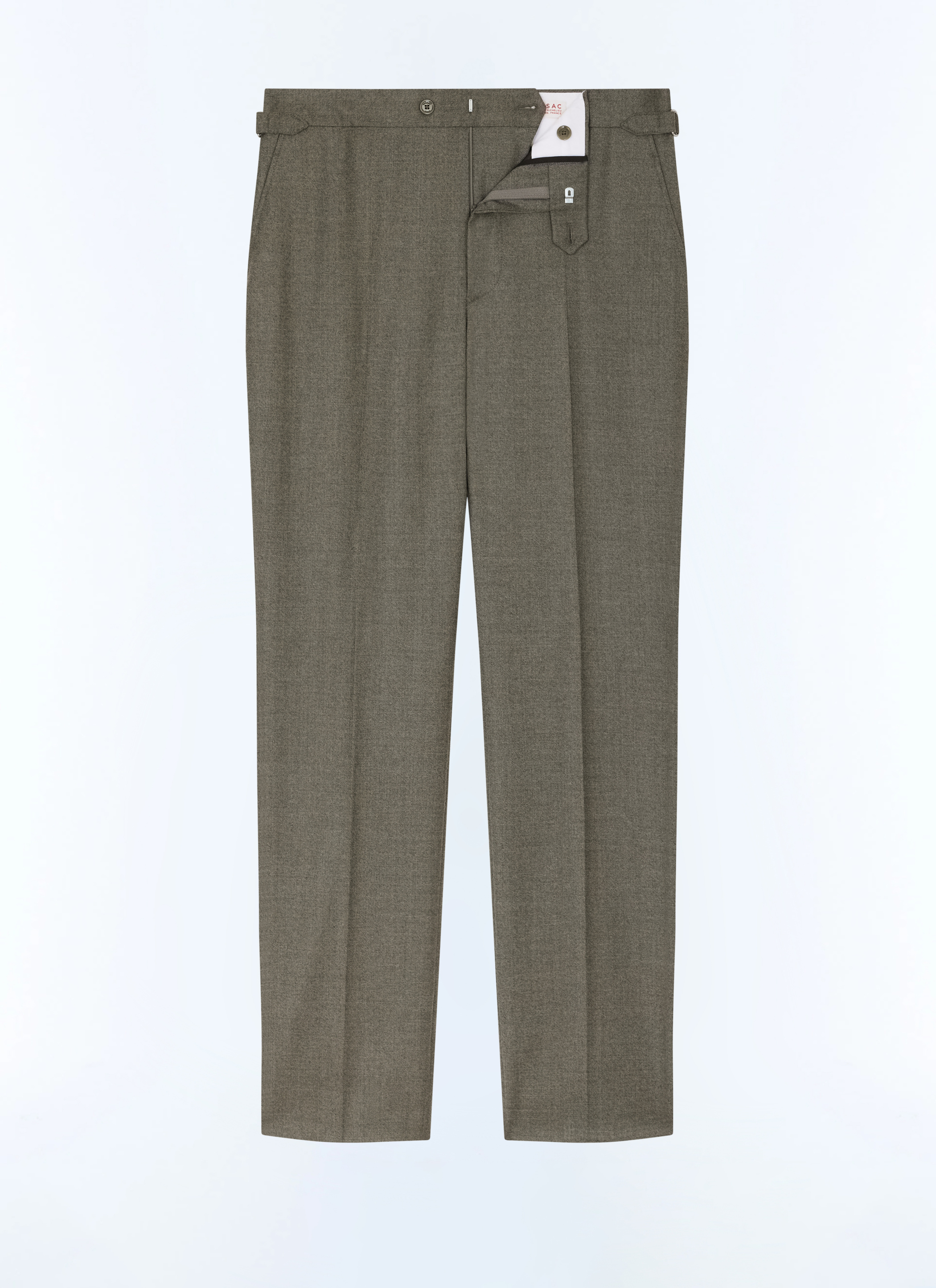 FURSAC - Pantalon ajusté en flanelle de laine - Homme - Taille 42 - Vert - Coupe Ajustée