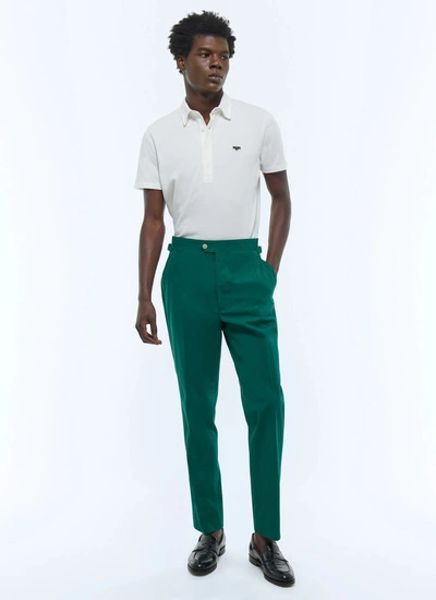 Pantalon homme vert émeraude toile de coton Fursac - P3FROP-FP03-H009