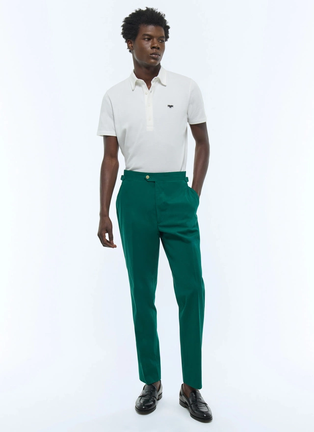 Pantalon homme vert émeraude toile de coton Fursac - P3FROP-FP03-H009