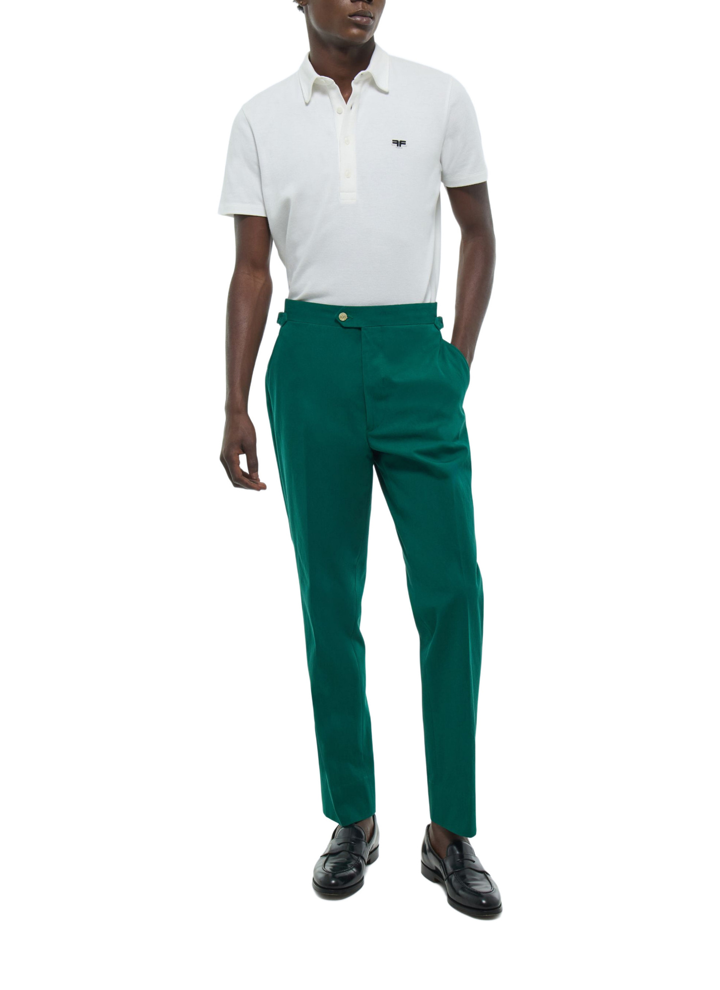 Pantalon homme vert émeraude toile de coton Fursac - P3FROP-FP03-H009