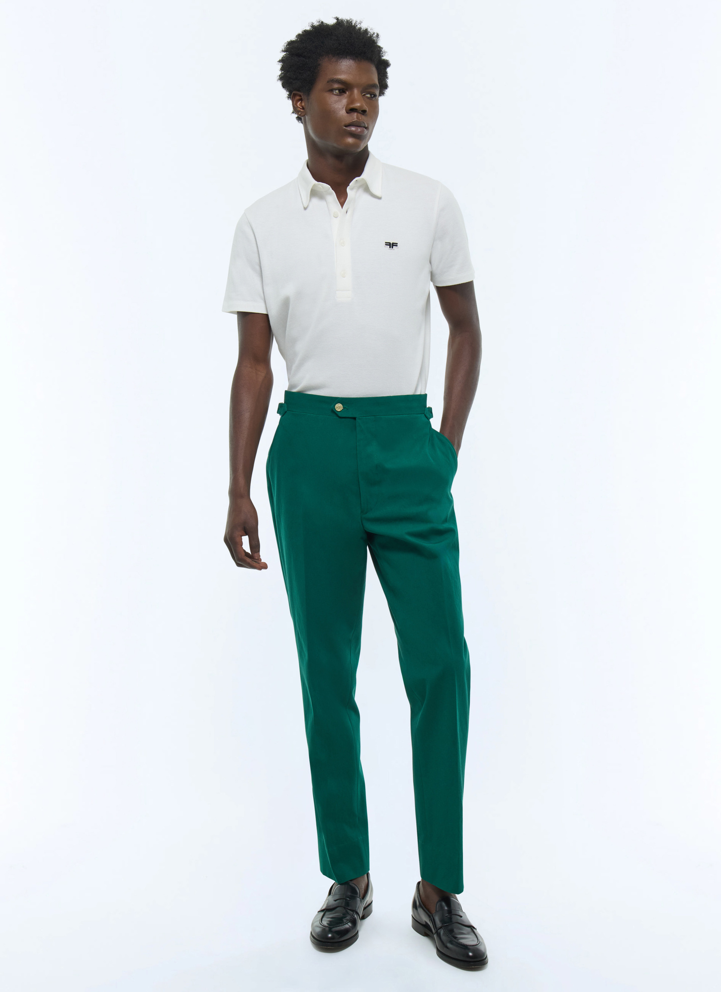 Pantalon homme vert émeraude toile de coton Fursac - P3FROP-FP03-H009
