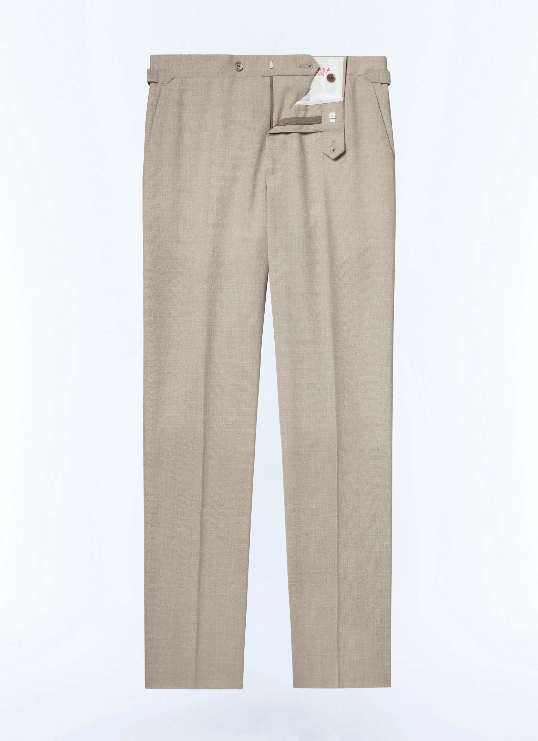 FURSAC - Pantalon en toile de laine beige - Homme - Taille 40 - Beige - Coupe Ajustée