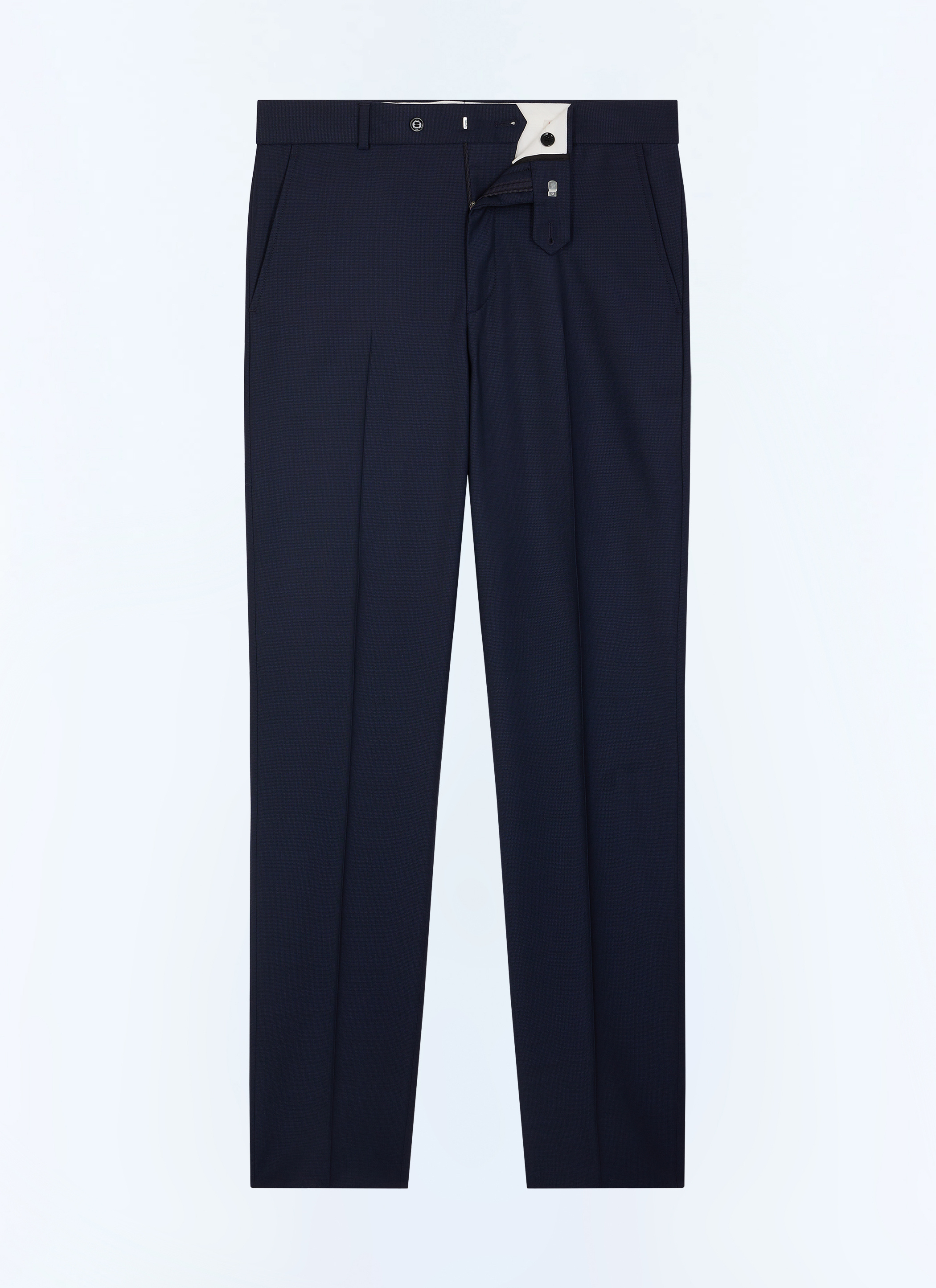 FURSAC - Pantalon de costume ajusté en toile - Homme - Taille 39 - Bleu - Coupe Ajustée