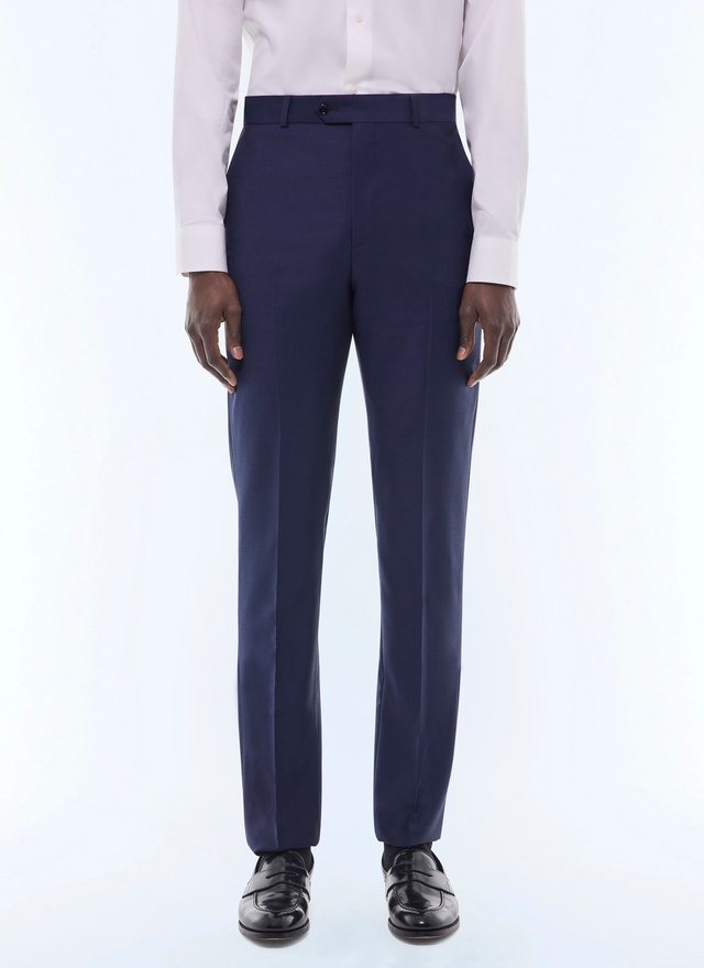 Pantalon homme bleu carbone faux-uni toile de laine vierge Fursac - P3EVIP-FC36-D031