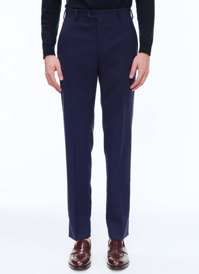 Pantalon homme bleu carbone serge de laine vierge Fursac - P3VOXA-B570-31