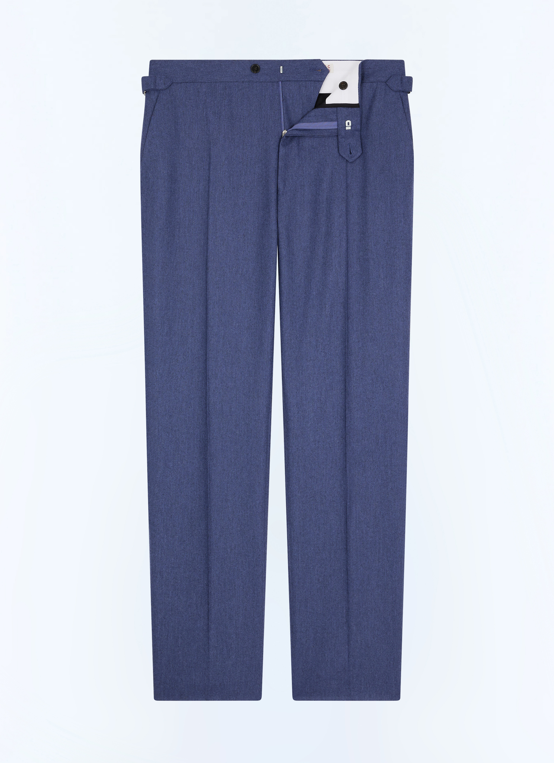 FURSAC - Pantalon de costume ajusté en flanelle - Homme - Taille 45 - Bleu - Coupe Ajustée