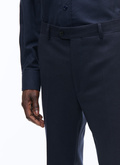 Pantalon en flanelle de laine armurée bleu marine - 22HP3VOXA-E614/30