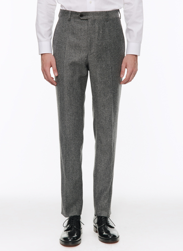 Pantalon homme gris tweed de laine mélangée Fursac - 22HP3VOXA-AP01/23
