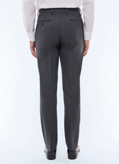 Pantalon homme Fursac - Pantalon ajusté en laine vierge gris anthracite - fil-à-fil P3VOXA-CC64-B029
