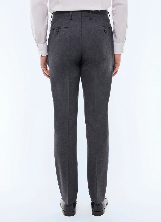 Pantalon homme Fursac - Pantalon ajusté en laine vierge gris anthracite - fil-à-fil P3VOXA-CC64-B029
